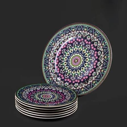 سرویس 7 پارچه پذیرایی مدل ترنج رنگ سورمه ای